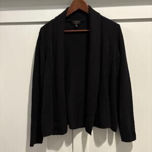 Charter Club Sweater Womens Small Black Cashmere Open Front Cardigan Luxury Knit